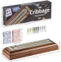 Нов Луксозен дървен сет за Cribbage с 3 писти, карти и метални пинове, снимка 4