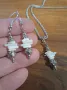 Прекрасен Бохо комплект бижута обеци и колие с рядки бели естествени Корали и орнаменти цвят сребро , снимка 10