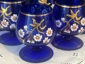 6 винтидж кристални чаши  Bohemia ръчно рисувани, кобалтово сини с позлата, снимка 7
