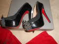 Christian Louboutin Asteroid 140 suede and patent-leather pumps, снимка 11