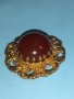 Красива кехлибарена брошка,позлата, снимка 8