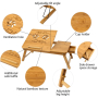 4002 Бамбукова Масичка за Лаптоп с Чекмедже, Охладители и 4-степенно Регулиране на Ъгъла, снимка 8