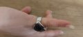 Сребърен пръстен с голям триъгълен черен камък внос от Дубай, снимка 5