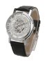 ⌚ Изискан прозрачен мъжки ръчен часовник с кварцов механизъм и кожена каишка "черен циферблат/ бял, снимка 2