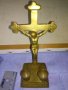 Старо КРАСИВО МАСИВНО НАСТОЛНО БРОНЗОВО РАЗПЯТИЕ КРЪСТ с ДВЕ КАНДИЛЦА 42678, снимка 14