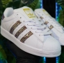 Adidas Superstar Бели с Бляскави Многоцветен брокат Ленти, снимка 3