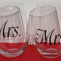 Декорирани стъклени чаши  Mrs., снимка 4 - Декорация за дома - 43983395