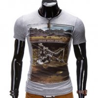 Сива памучна мъжка тениска Safari марка Millionaire, снимка 1 - Тениски - 17124954