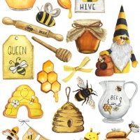 Скрапбук стикери за декорация планер мед honey самозалепващ лист А5, снимка 1 - Други - 37588700
