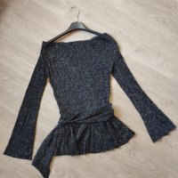 Нова! Черна блуза с брокат , снимка 5 - Блузи с дълъг ръкав и пуловери - 39784145