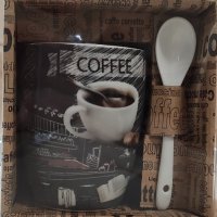Чаша за кафе и лъжичка, снимка 1 - Чаши - 43309918