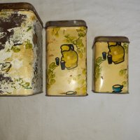 Стари ламаринени, метални кутии - комплект 4 броя   -2, снимка 5 - Антикварни и старинни предмети - 28709216