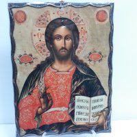 Голяма икона на Господ Вседържател Исус Христос - ръчна изработка, снимка 5 - Икони - 37640324