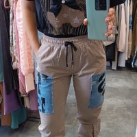 Дамски карго панталон в бежов цвят, снимка 4 - Панталони - 43759583