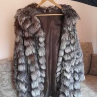 Изгодно! Луксозно палто от сребърна лисица, снимка 1 - Палта, манта - 43733862