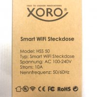 Smart Wifi контакт Xoro 110V - 240V, 10A, 2400 W, немски, снимка 5 - Кабели и адаптери - 37203502