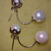 Сребърни обеци с естествени бели сладководни перли / проба s925 , снимка 7 - Обеци - 32696047