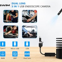 Висококачествен Ендоскоп Lightswim с две лещи Бароскоп Камера за инспекция HD 3в1, снимка 6 - Други инструменти - 43370153