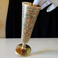 Древен бронзов бокал,клетъчен емайл. , снимка 2 - Антикварни и старинни предмети - 32667102