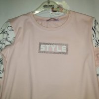Блуза за момиче, розов цвят, с цепки отстрани спортно елегантен модел , снимка 2 - Детски Блузи и туники - 39906734