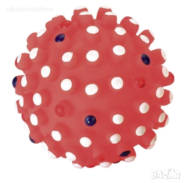 Винилова топка Kerbl с изпъкнали издатини и скърцалка, 12 см, снимка 1