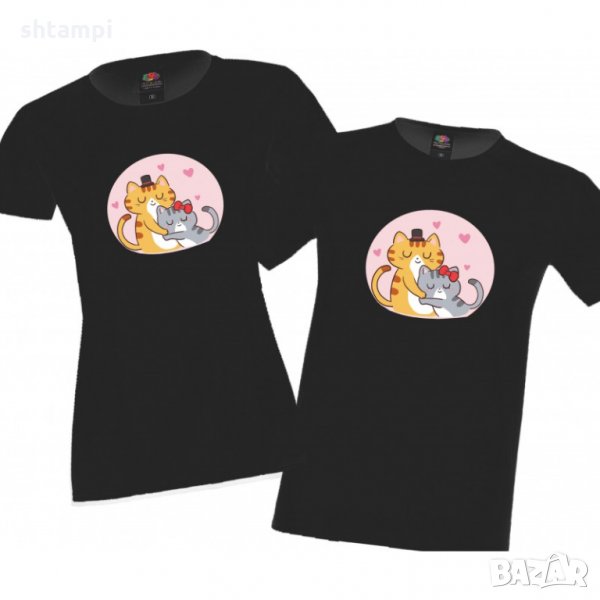 Влюбени котки Комплект тениски за влюбени, снимка 1