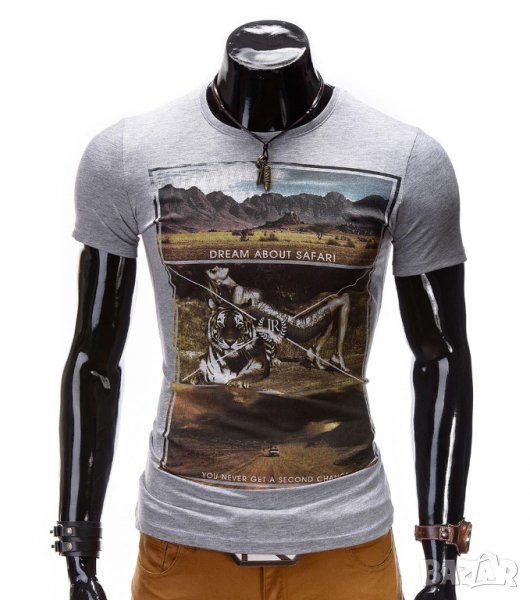 Сива памучна мъжка тениска Safari марка Millionaire, снимка 1