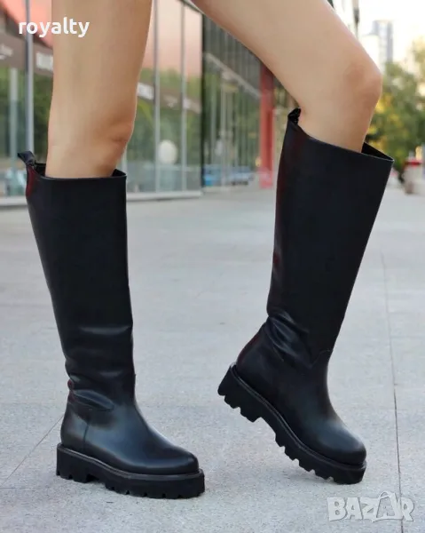 Равни ботуши - черна кожа, снимка 1