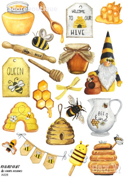 Скрапбук стикери за декорация планер мед honey самозалепващ лист А5, снимка 1
