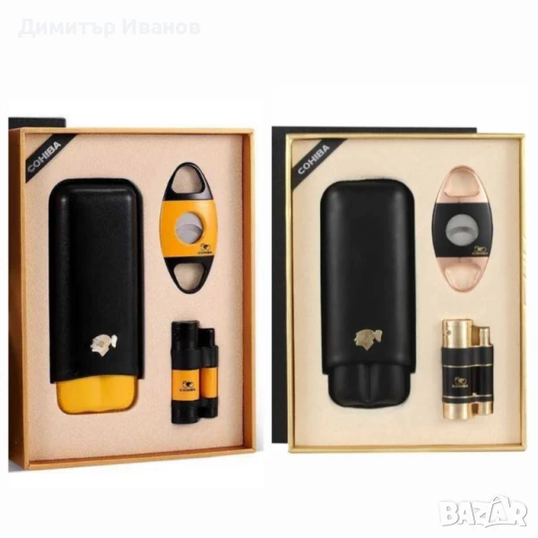 Cohiba подаръчен комплект от запалка, ножица и калъф за 2 пури, снимка 1