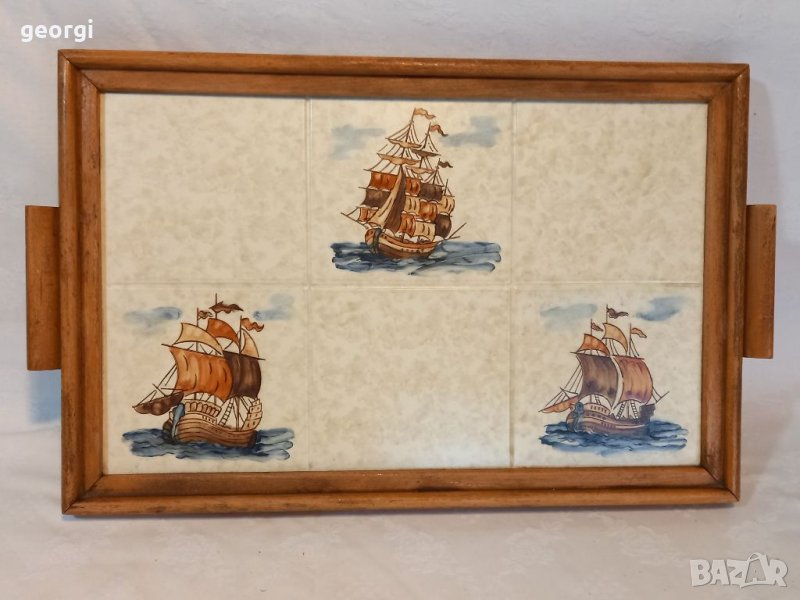 Марков ретро порцеланов поднос за сервиране 10/4, снимка 1