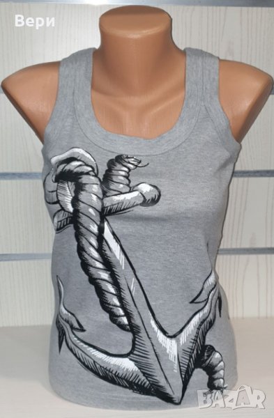 Нов дамски сив потник с трансферен печат Голяма котва, морски, снимка 1