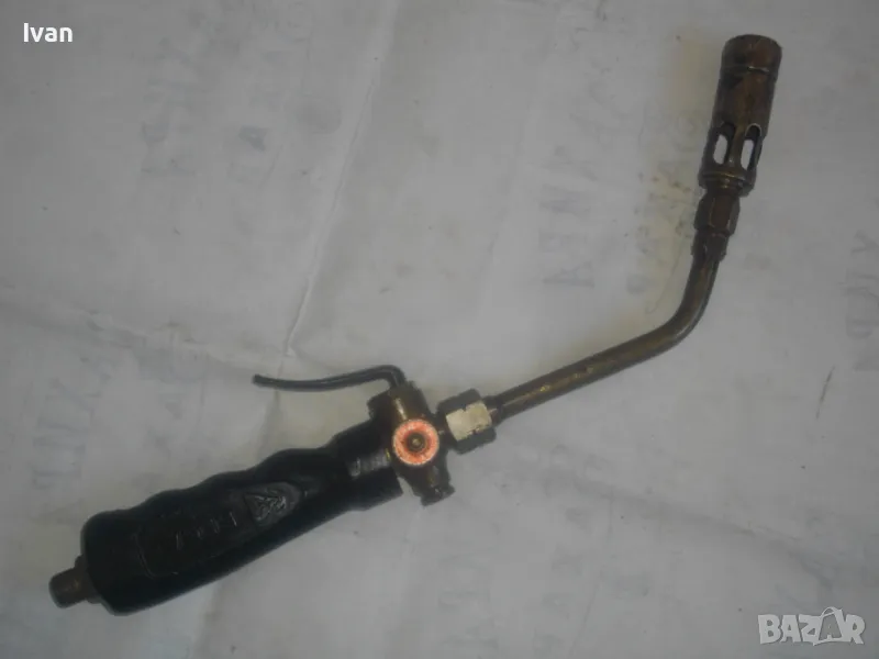 35см ГАЗОВА ГОРЕЛКА СЪС СПУСЪК Старо качество немска ELGA Масивна бакелит бронз, снимка 1