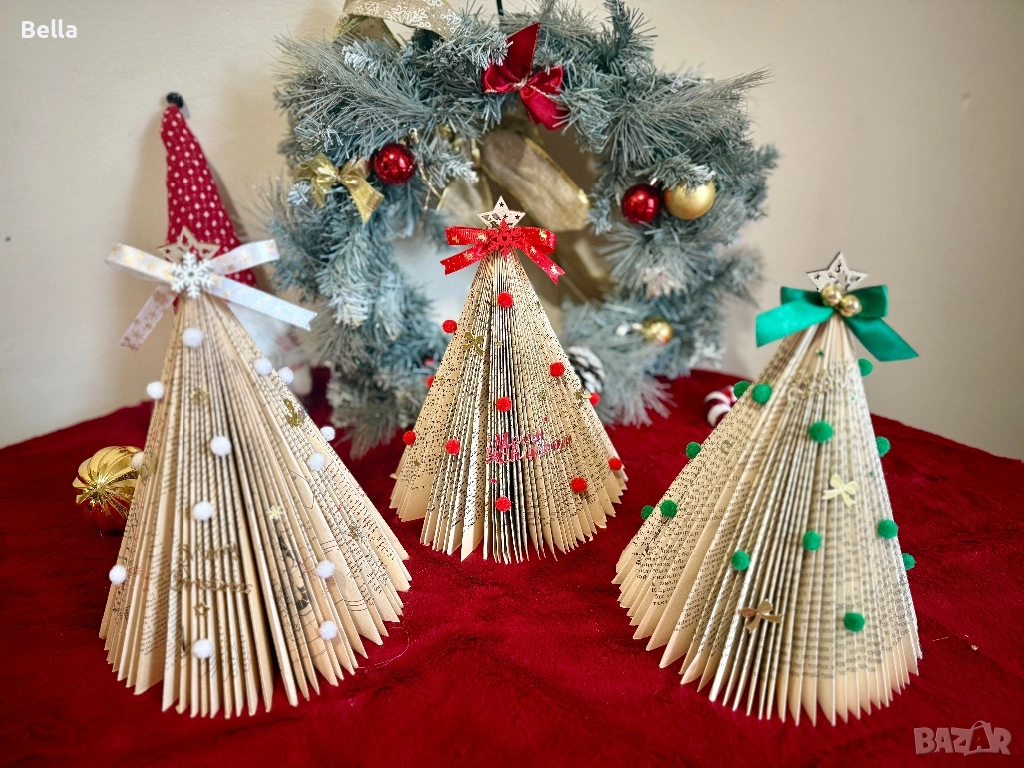 Уникална ръчно изработена сгъваема коледна елха | Рециклирани мат, снимка 1