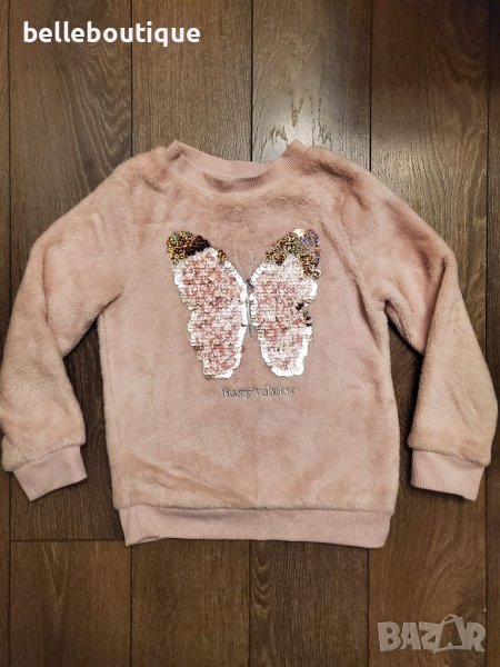 Страхотен изключително топъл бледо розов пуловер с пайети 104 см., снимка 1