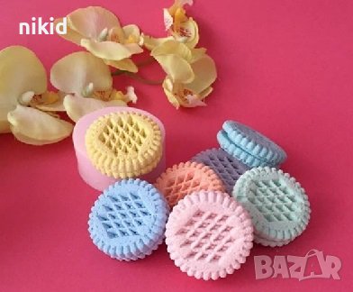 Кръгла бисквитка сладка на ромбове силиконов молд форма фондан гипс декор, снимка 1