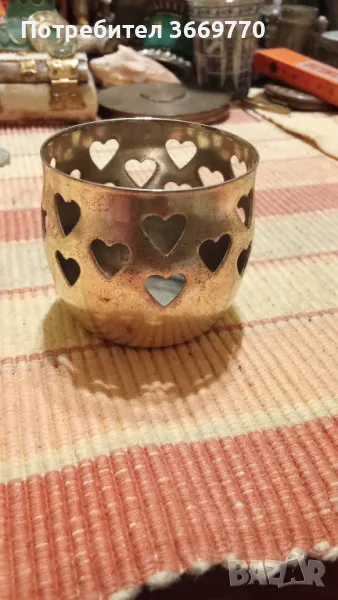 Винтидж посребрен малък свещник, снимка 1