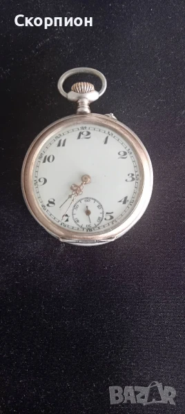 Швейцарски СРЕБЪРЕН джобен часовник Remontuar CILINDRE - 6 RUBIS- 1905г. - ПЕРФЕКТЕН с позлата, снимка 1