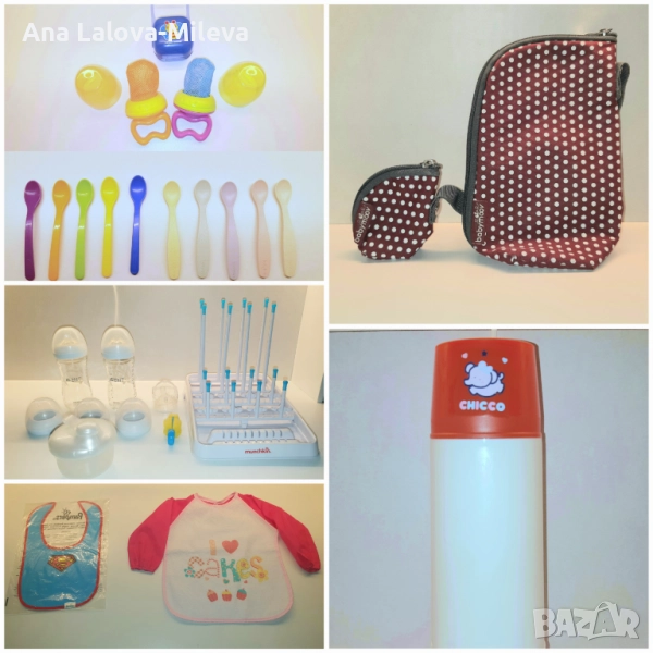 Комплекти за захранване, термос, изолатори за шишета, шишета, лигавници, бандани , снимка 1