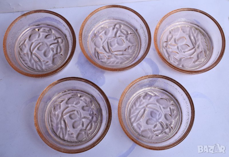 5 броя малки стъклени панички цвят праскова, снимка 1