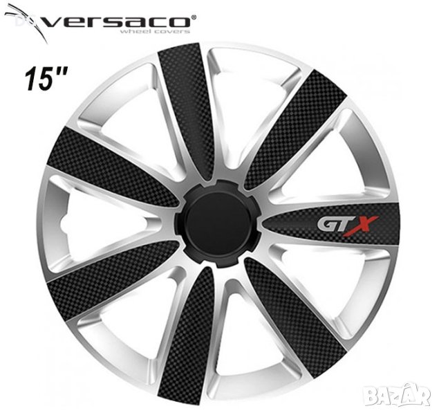 Тасове за джанти 15'' Versaco Carbon GTX - Black / Silver, снимка 1