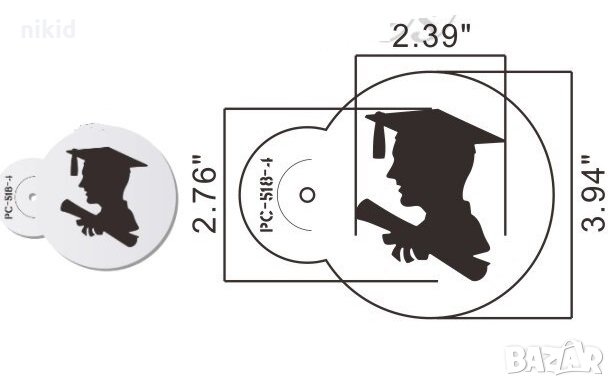  Завършване дипломиране стенсил шаблон за спрей торта бисквитки scarapbooking, снимка 1