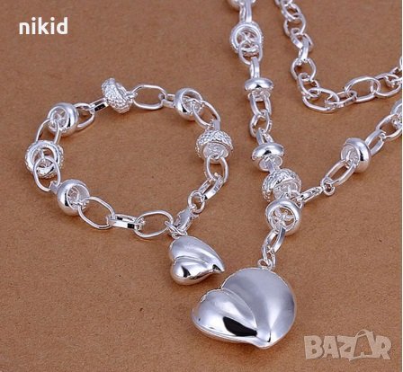 Нежно сърце щампа сребро 925 универсално колие или гривна, снимка 1