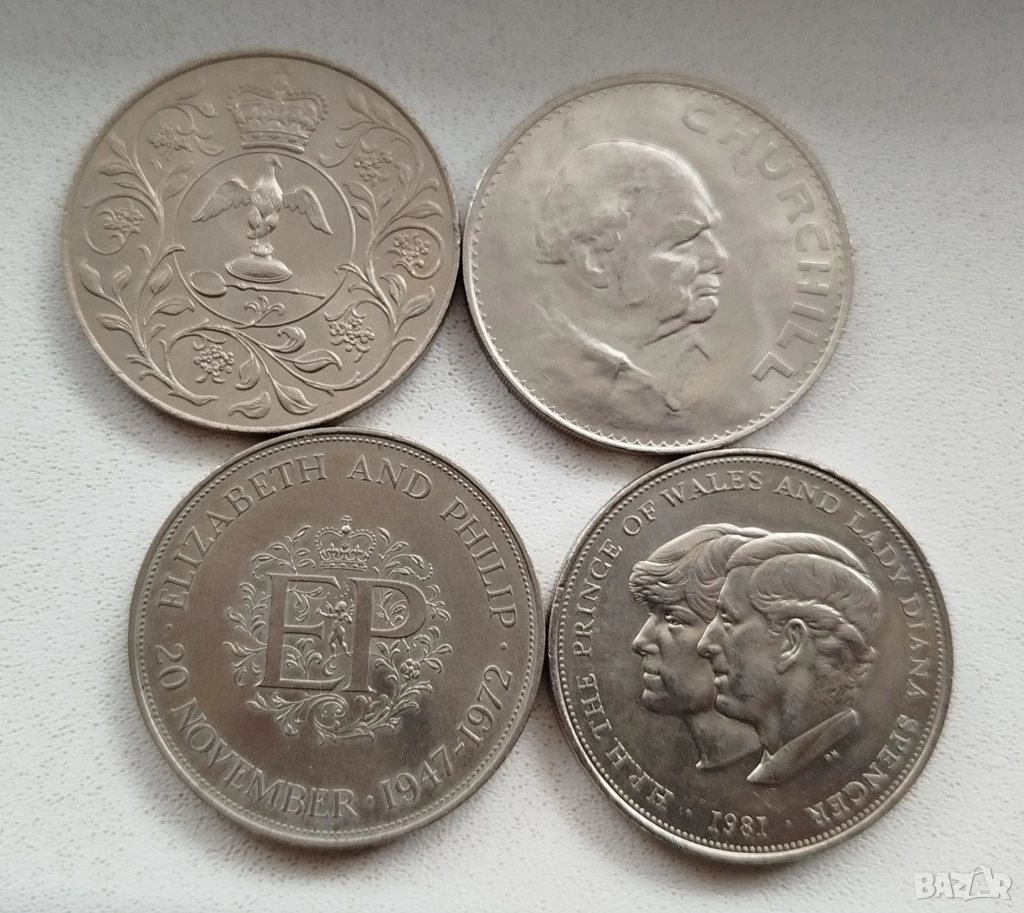  ПРОДАВАМ ЛОТ 4 БРОЯ СТАРИ ГОЛЕМИ АНГЛИЙСКИ ЮБИЛЕЙНИ МОНЕТИ - UNC, снимка 1