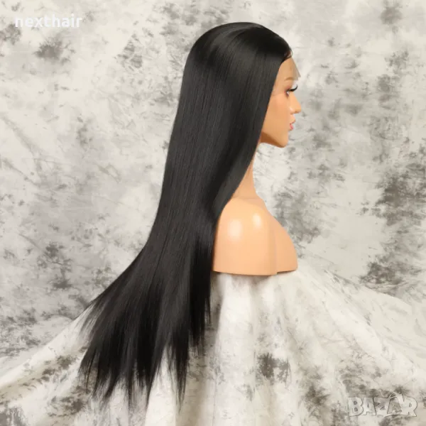 80 см Черна дантелена права перука лейс фронт с дантела 13*4*1, снимка 1