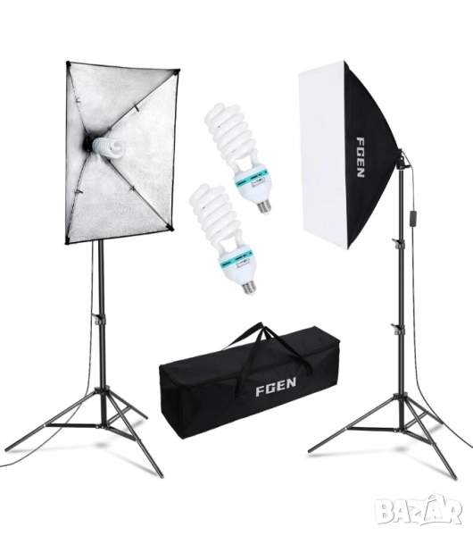 ПРОМО ! FGen Професионален Комплект Софтбокс 135 W / фото сет / фотостудио !, снимка 1