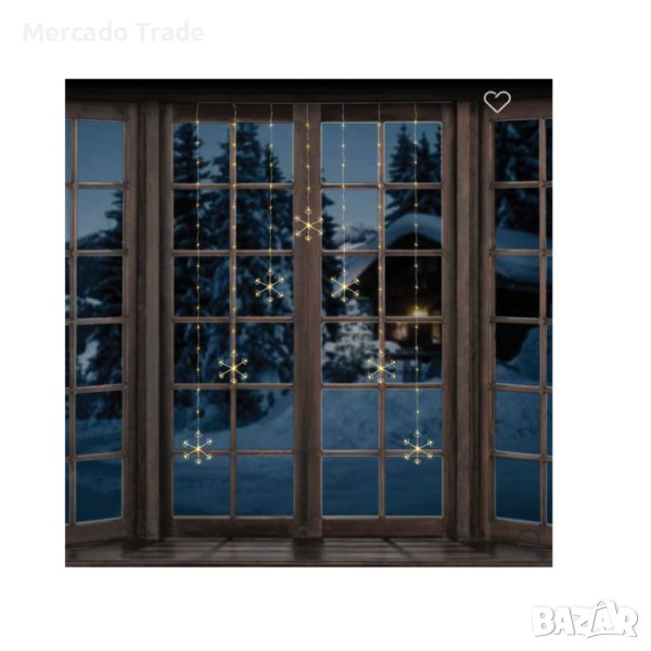 Декоративна LED завеса Mercado Trade, Снежинки, 147 крушки, снимка 1