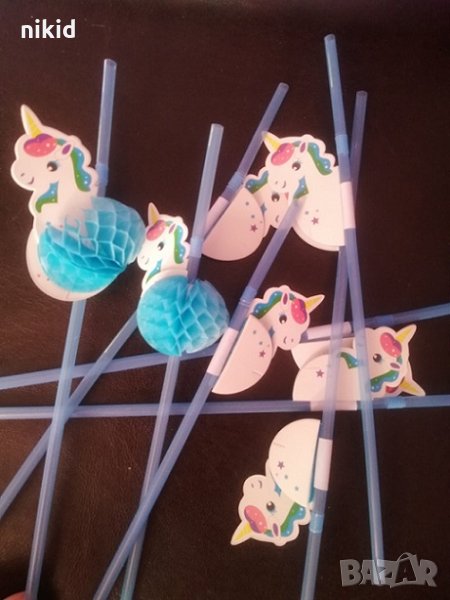 10 бр сламки 3d Еднорог Unicorn парти рожден ден декорация, снимка 1