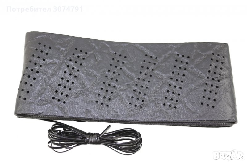 Черен Перфориран Калъф за Волан с Връзка за Автомобил Размер M/37-38см, снимка 1