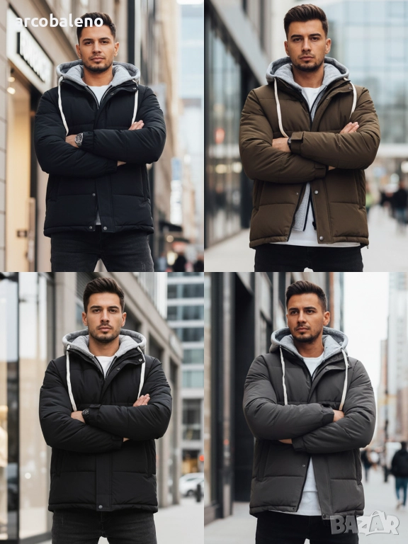 Мъжко зимно ватирано яке с качулка, 4цвята , снимка 1